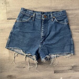 Vintage Wrangler Blue Frayed Jean Shorts